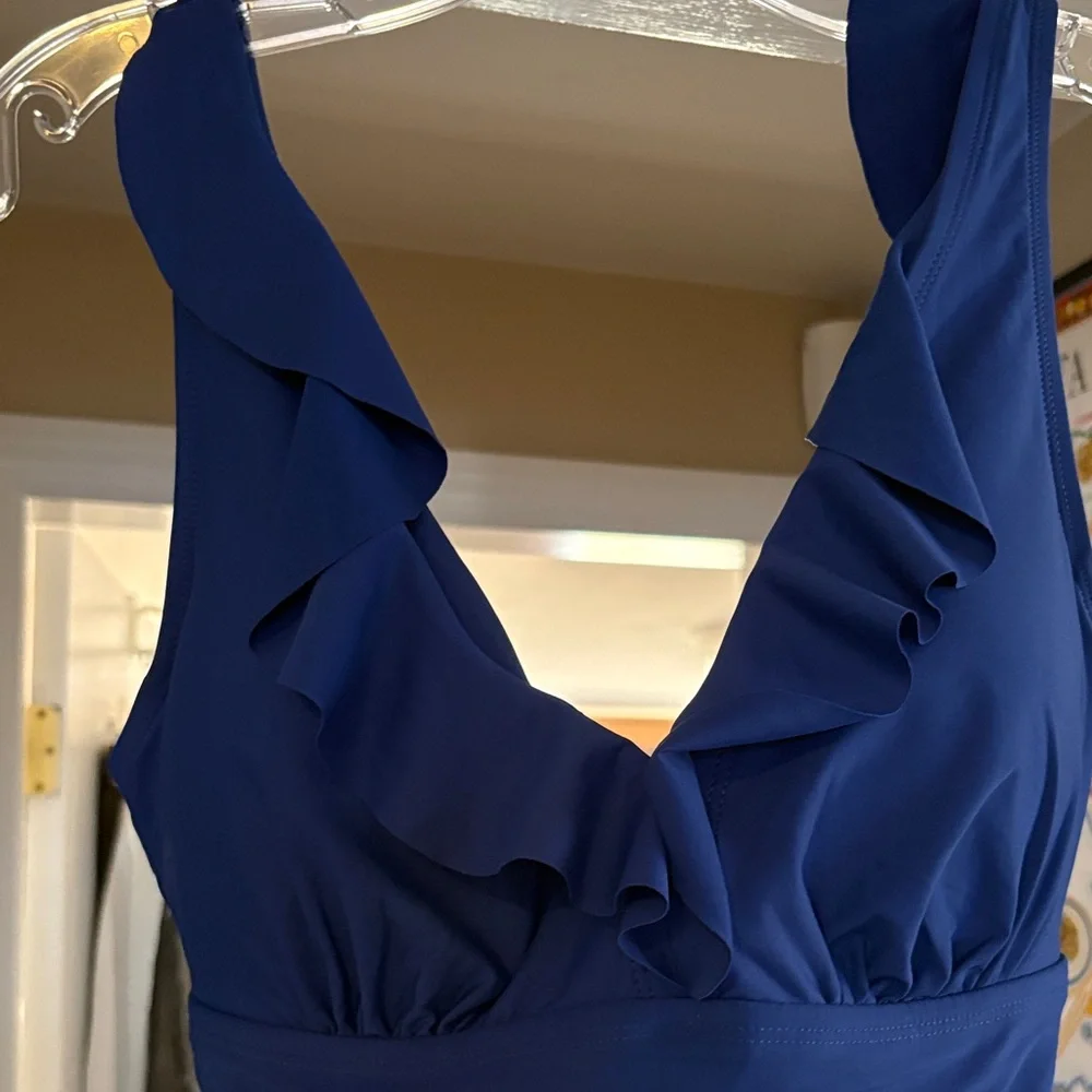 Blue womens DKNY One Piece Swimsuit new with tags sauce large - Picture 2 of 3
